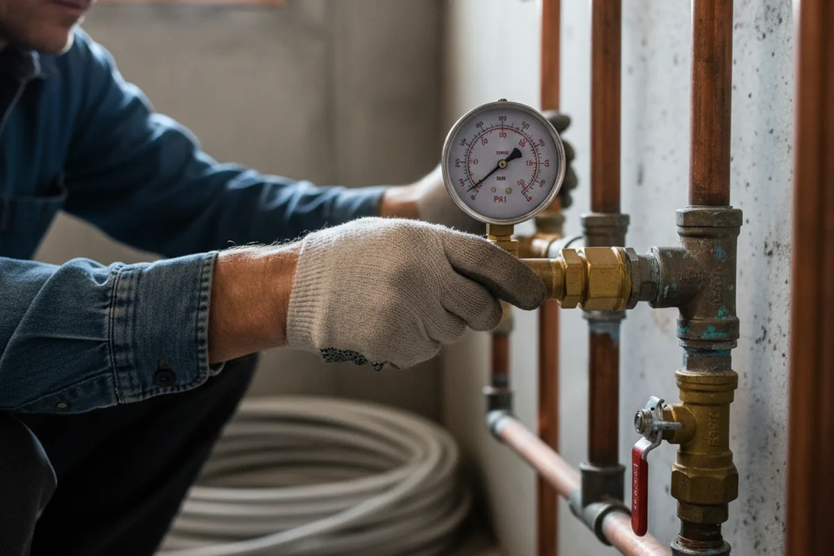 Pressure testing a repaired line during Water Line Repair in Reedsport